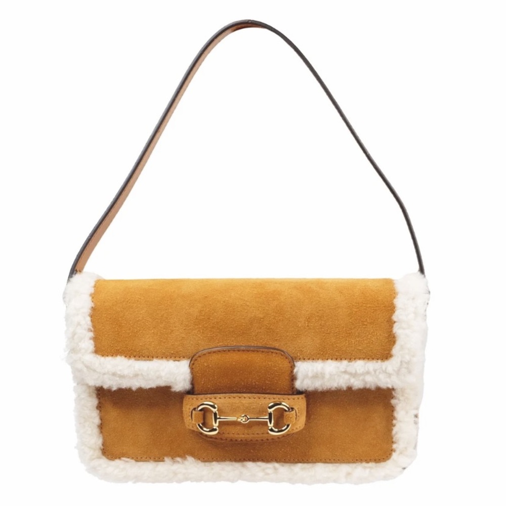 Gucci Brown Shearling Shoulder Bag